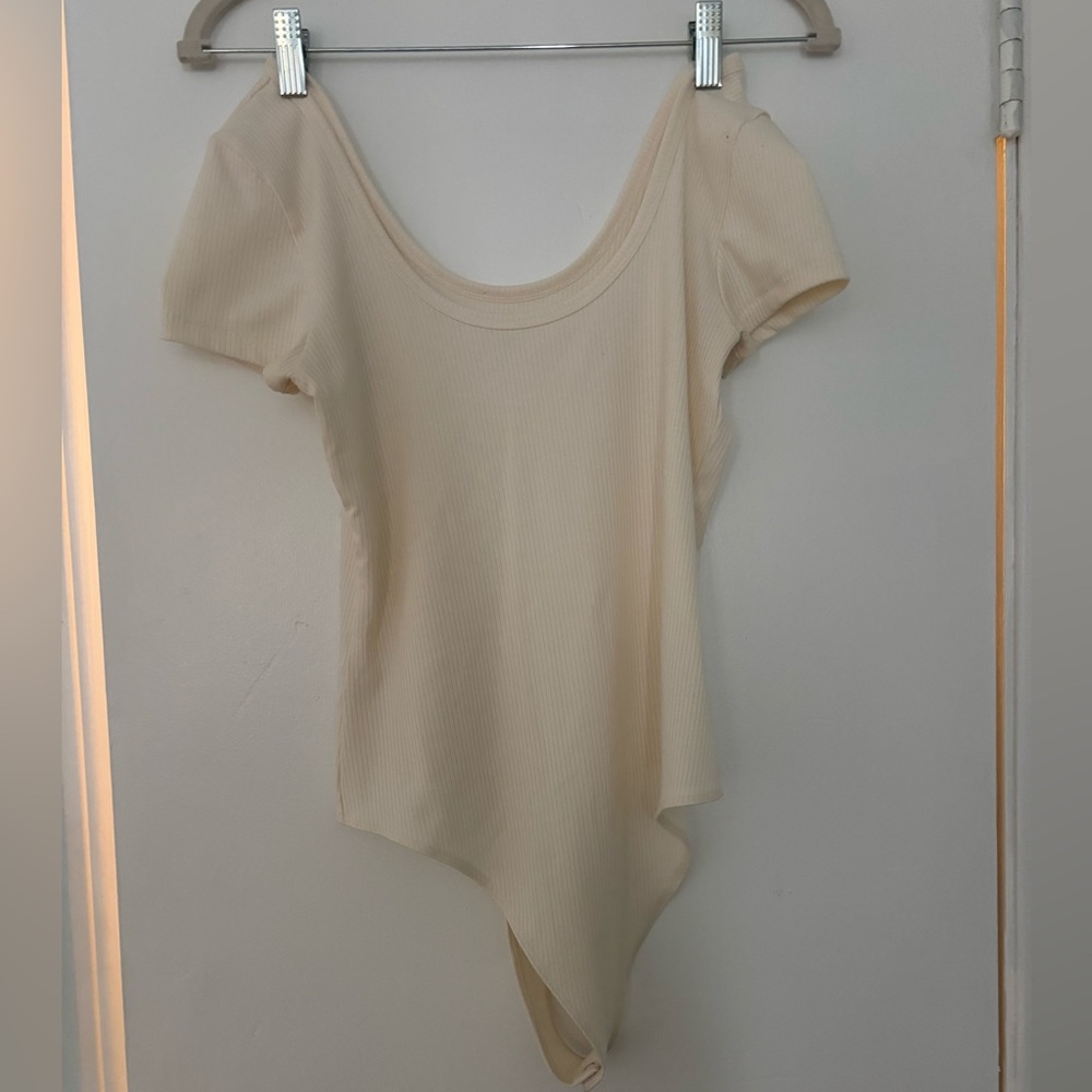 American Eagle Outfitters Cream Ribbed Bodysuit